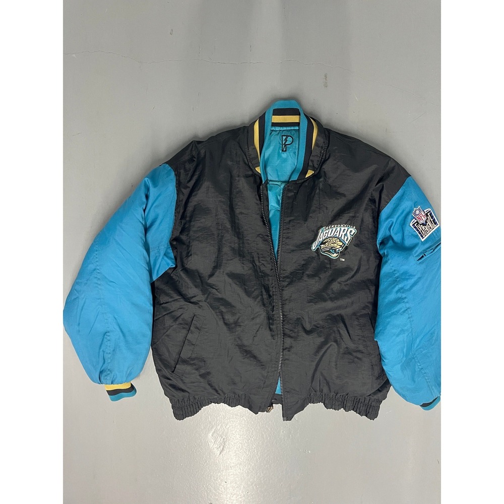 Vintage Pro Line Jacksonville Jaguars NFL Experience Puffer Jacket Black Teal XL